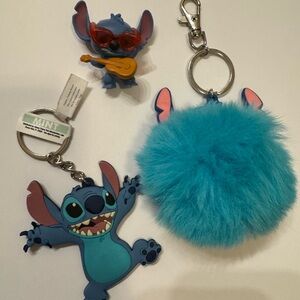 Disney Stitch Bundle - 2 keychains and little figure